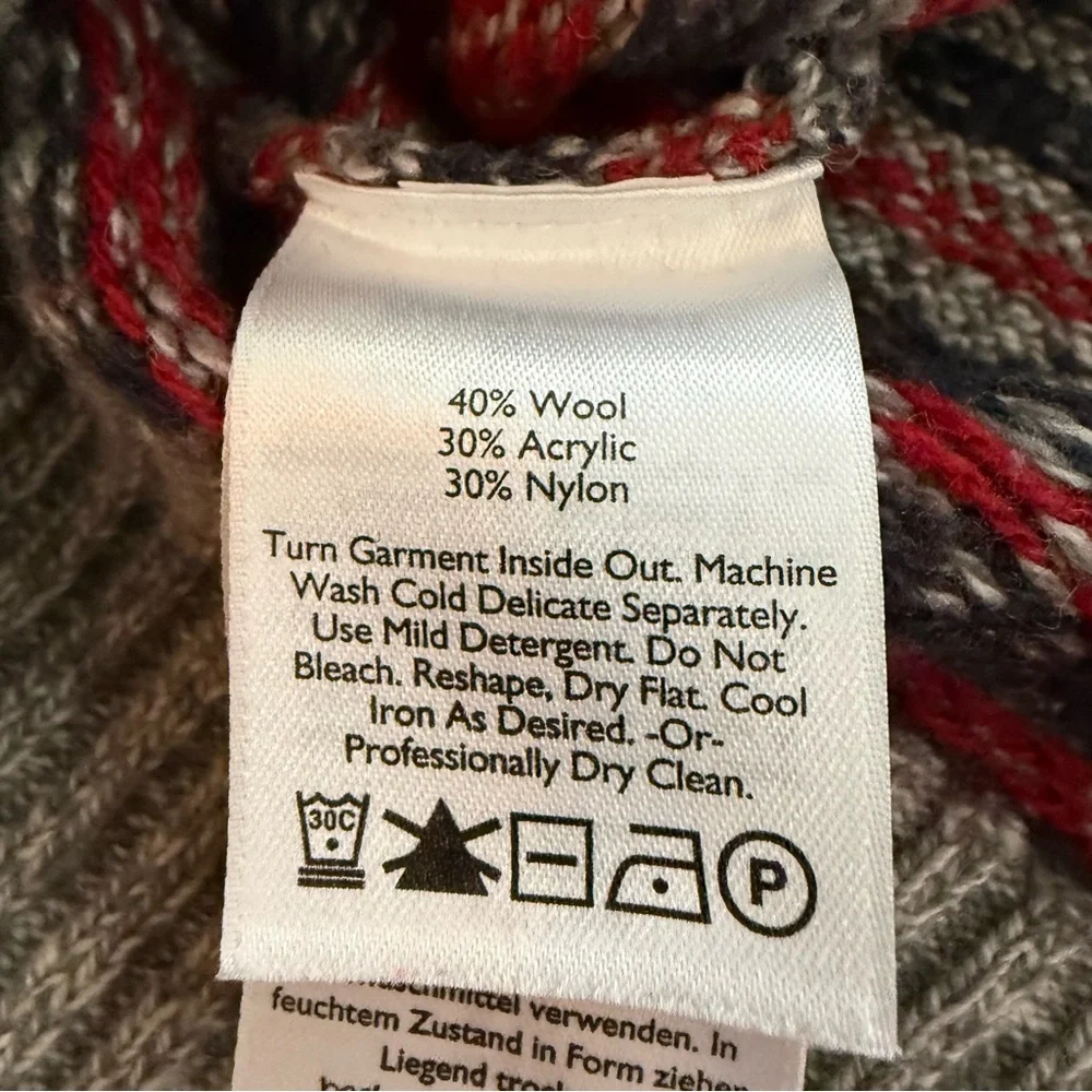 Eddie Bauer Fair Isle Wool Blend Sweater Mens Medium Gray Nordic Crewneck - Picture 5 of 8